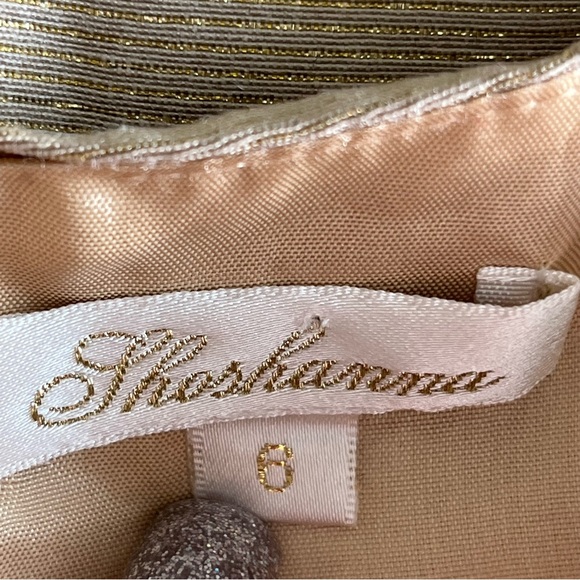 Shoshanna Metallic Abigail Pleated Sheath Dress Gold Sz 6 - Picture 15 of 16